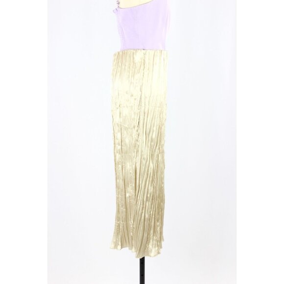 NWT ZARA Champagne Beige Satin Crinkle Pleated Midi Slip Skirt, Size L - Picture 3 of 13